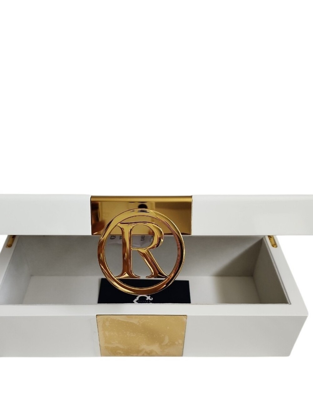 C WONDER Letter "R" White and Gold Jewelry Box